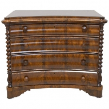 Louis Philippe Chest of Drawers in Mahogany with Concave Front and Black Marble