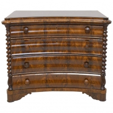 Louis Philippe Chest of Drawers in Mahogany with Concave Front and Black Marble