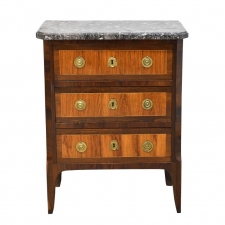 Small 18th Century French Louis XV/XVI Commode with Parquetry and Marble