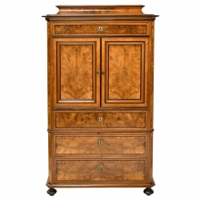 Danish Silver Cabinet in Figured Walnut, circa 1870