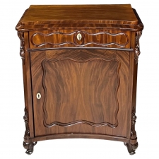 Antique Louis Philippe Nightstand / Table in West Indies Mahogany with Concave Front, circa 1850