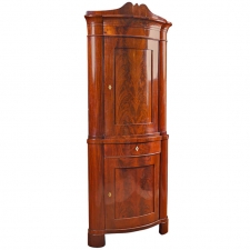 Biedermeier Corner Cupboard in Mahogany, Germany, c. 1830