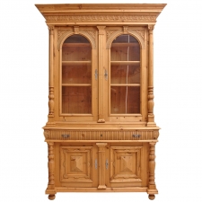 Large Pine Belle Époque Bookcase or Cupboard from Bohemia