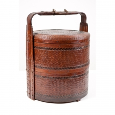 19th Century Chinese Wedding or Betrothal Baske in Woven Rattan