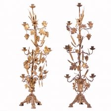 Pair of 19th Century Fire-Gilded Candelabra in Hammered Bronze (SOLD)