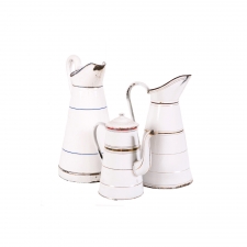 Set of Three Antique Enameled Pitchers
