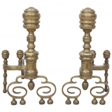 Pair of American Federal Brass Andirons
