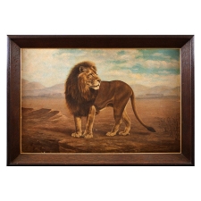 "Lion" Oil on Canvas, Signed C. A. de Lisle-Holland, Paris 1904