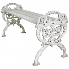 Small Swedish Rococo Style Garden Bench in Cast Iron, circa early 1900's