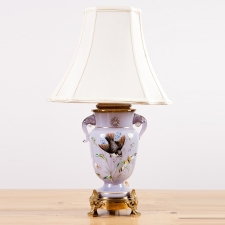 Lilac Glass Table Lamp with Elephant Head Handles