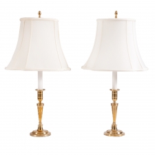 Pair of Forged Solid Brass Candlestick Lamps