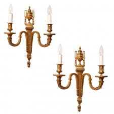 Pair of French Antique Bronze Sconces