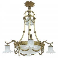 Belle Epoque Chandelier with Eight Lights in Bronze Doré, France, circa 1900