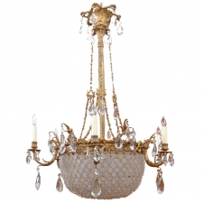 Large Baccarat Inspired Belle Époque Leaded Cut Glass and Crystal Chandelier