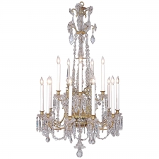 Fifteen-Light Neoclassical Cut Glass and Crystal Chandelier