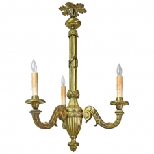 French Belle Époque Three-Light Chandelier in Bronze Doré, circa 1900