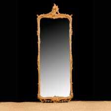 French Antique Rococo Revival Mirror in Polychrome Carved Wood, c.1850