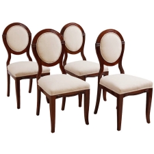 Set of Four Danish Art Deco Salon Chairs in Cuban Mahogany, c. 1915