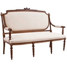 French Louis XVI Style Settee in Walnut, c. 1870