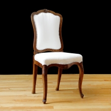 Pair of Dutch Belle Epoque Chairs in Walnut with Upholstered Seat & Back, circa 1900