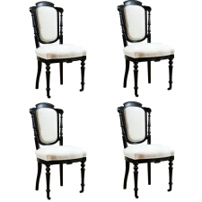 Set of 4 French Napoleon III Ebonized Dining Chairs, c. 1870