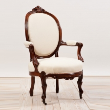 Antique French Belle Epoque Armchair in Mahogany, c.1870