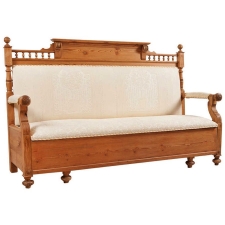 Sofa or Bench in Pine with Upholstery, circa 1885