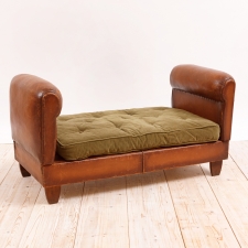 French Art Deco Period Leather Banquette, c. 1930
