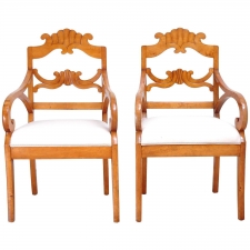 Pair of Swedish Karl Johan Biedermeier Armchairs