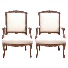 Pair of 19th Century French Regency-Style Armchairs "a la reine"