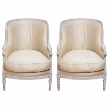 Pair of Vintage Louis XVI or Gustavian Style Bergeres