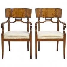 Pair of Swedish Art Deco Armchairs in Mahogany, circa 1920s