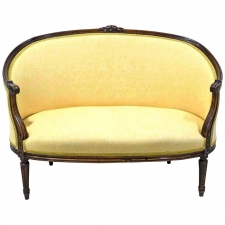 19th Century Louis XVI Style Walnut Settee or Loveseat with Upholstery