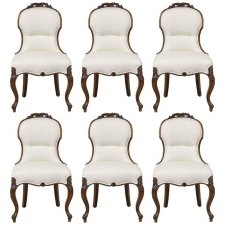 Set of Six Dining Chairs with Upholstered Seat & Back, Denmark, circa 1840