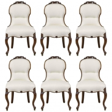 Set of Six Dining Chairs with Upholstered Seat & Back, Denmark, circa 1840