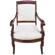 Set of Four French Charles X Armchairs in Mahogany with Upholstery, circa 1825