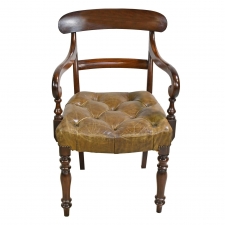Early Victorian Mahogany Armchair with Tufted Leather Upholstery, England, circa 1840
