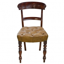 Early Victorian Mahogany Chair with Tufted Leather Upholstery, England, circa 1840