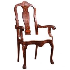 Marquetry Armchair with Satinwood Inlays, New York, circa 1890