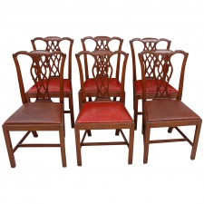 Set of Six 19th Century George III Style Chairs in Mahogany with Leather Seats