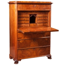 Fall-front Secretary in Figured Walnut, c. 1850