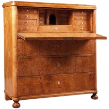 Biedermeier Fall-front Secretary in Birch, Sweden, circa 1830