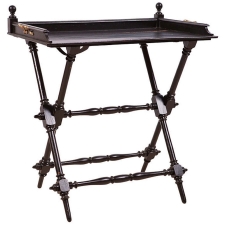 Antique French Napoleon III Ebonized Campaign Desk, c.1860