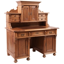 German Grunderzeit Pedestal Desk in Pine, c. 1880