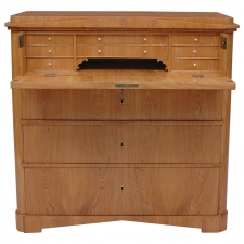 Biedermeier Ash Chest of Drawers with Fold-Down Drawer-Front Secretary