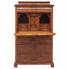 Biedermeier Fall-Front Secretary in Figured and Burled Walnut