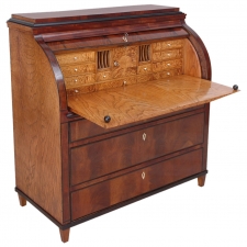 Mahogany, Elm and Elm Root Karl Johan Empire Cylinder Top Secretary c. 1820