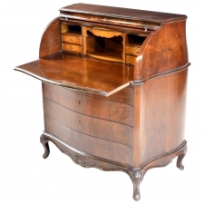 Lady's Writing Desk / Secretary in Mahogany with Cylinder Top over Chest of Drawers, circa 1930