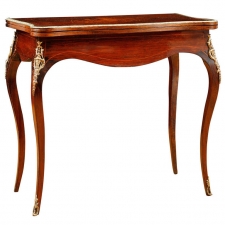 French Game Table in Rosewood with Parquetry, Marquetry & Ormolu Mounts, circa 1880