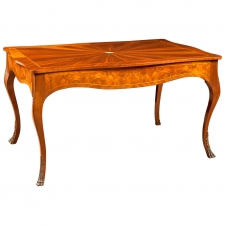 French Dining Table in Satinwood with Marquetry, c. 1900